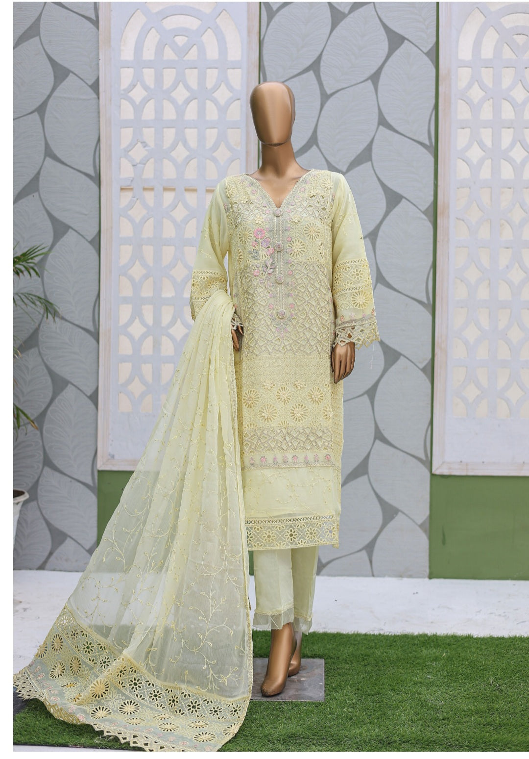 Bin Saeed Luxury Chiffon Embroidery Fancy Shirt, Trouser and Dupatta