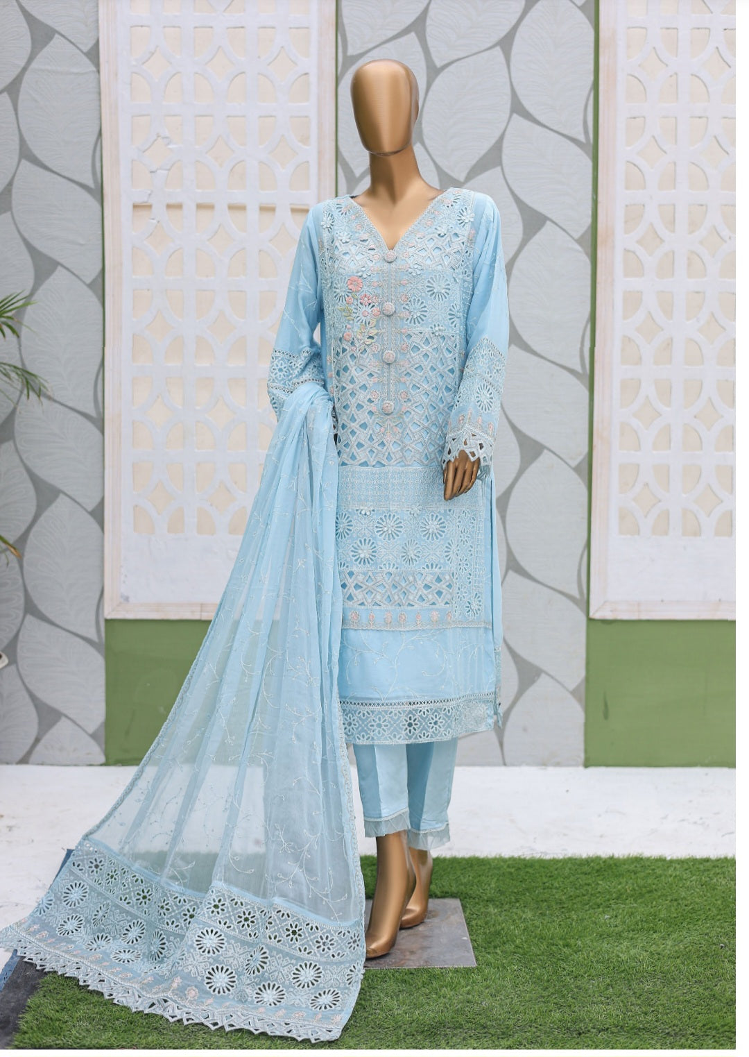 Bin Saeed Luxury Chiffon Embroidery Fancy Shirt, Trouser and Dupatta